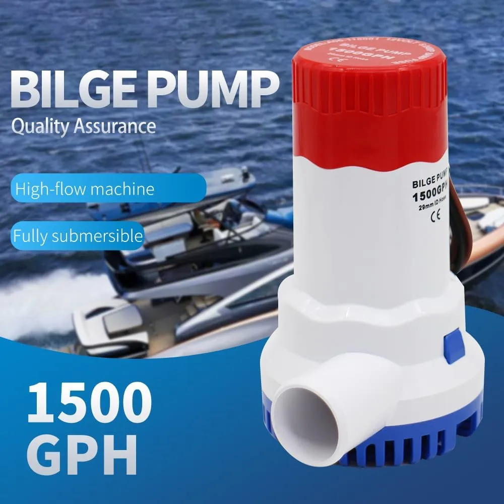1500 Gph Bilge Pump 12 Volt, Boat Water Pump Takes Up Little Space And Has A Quiet Sound, Suitable For Water Boats And Ponds