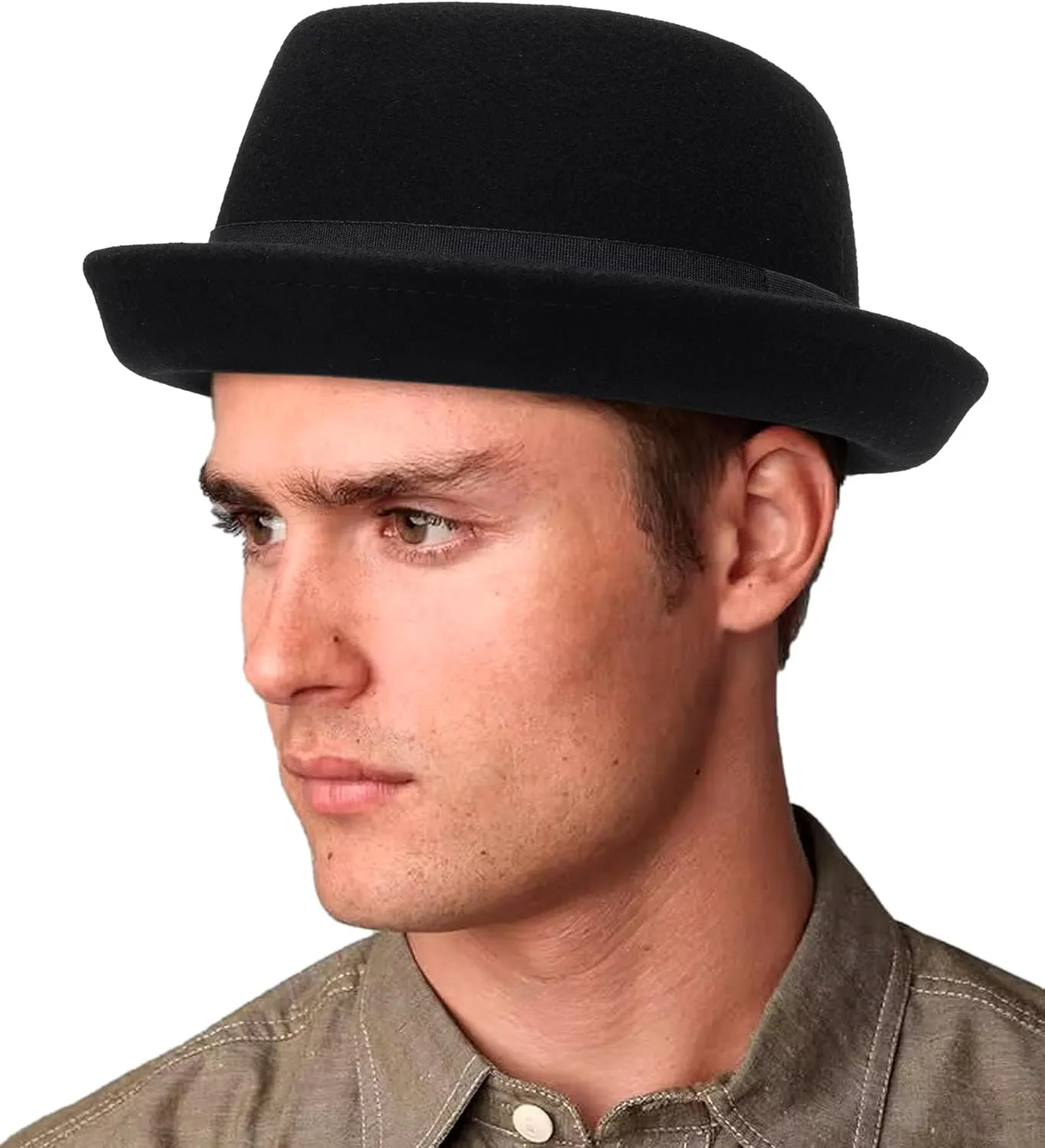 1920s Porkpie-Hat Boater-Fedora-for Men - Wool-Felt-Bowler-Derby-Hat for Women Man (Size:S/M)
