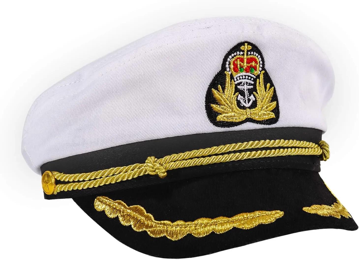 2 Pcs Unisex Adult Cosplay Sailor Caps, Adjustable Yacht Boat Ship Captain Costume Marine Admiral Hat