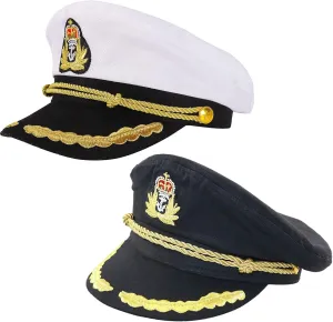 2 Pcs Unisex Adult Cosplay Sailor Caps, Adjustable Yacht Boat Ship Captain Costume Marine Admiral Hat