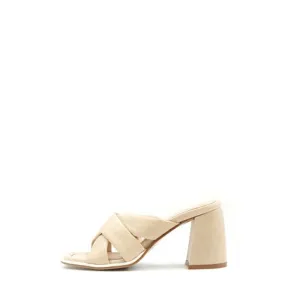 8971 Beige Women's Leather Mules