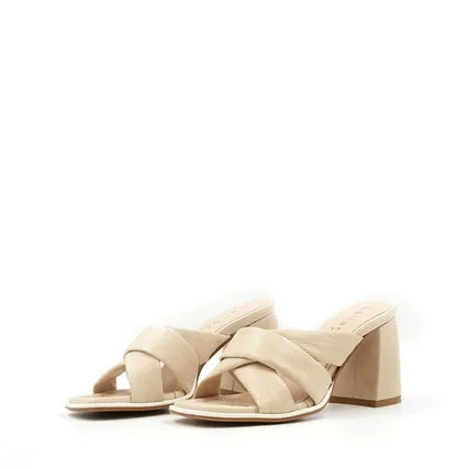 8971 Beige Women's Leather Mules