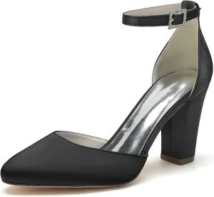 ADMLZQQ Women's Closed Toe Fashion Ankle Strap Block Chunky Low Heel Pump Sandal Party Wedding Dress Shoe