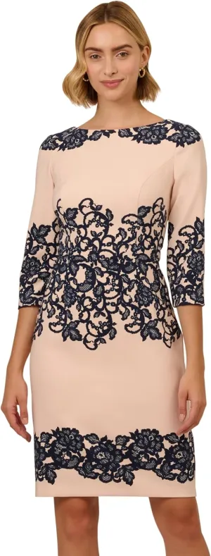 Adrianna Papell Women's Scroll Lace Short Dress