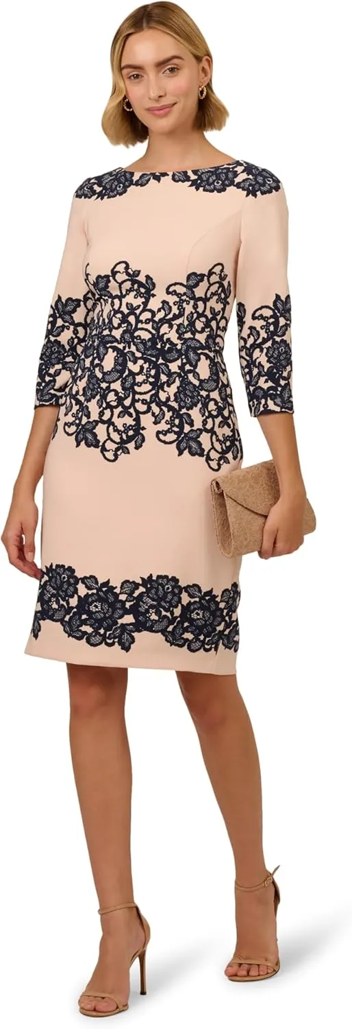 Adrianna Papell Women's Scroll Lace Short Dress