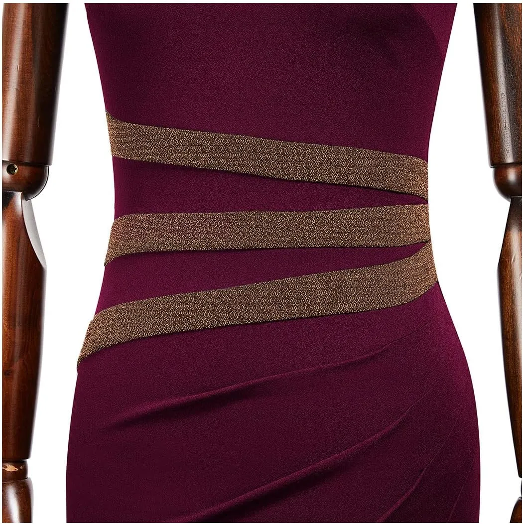 AISIZE Women's 50s Vintage Sleeveless Contrast Tape Cocktail Party Pencil Dress