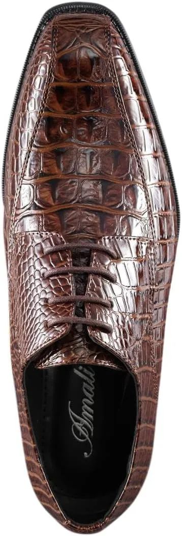 Amali Harvey Fashion Mens Dress Exotic Shoes Croco Lace up Oxford Formal Shoe for Men