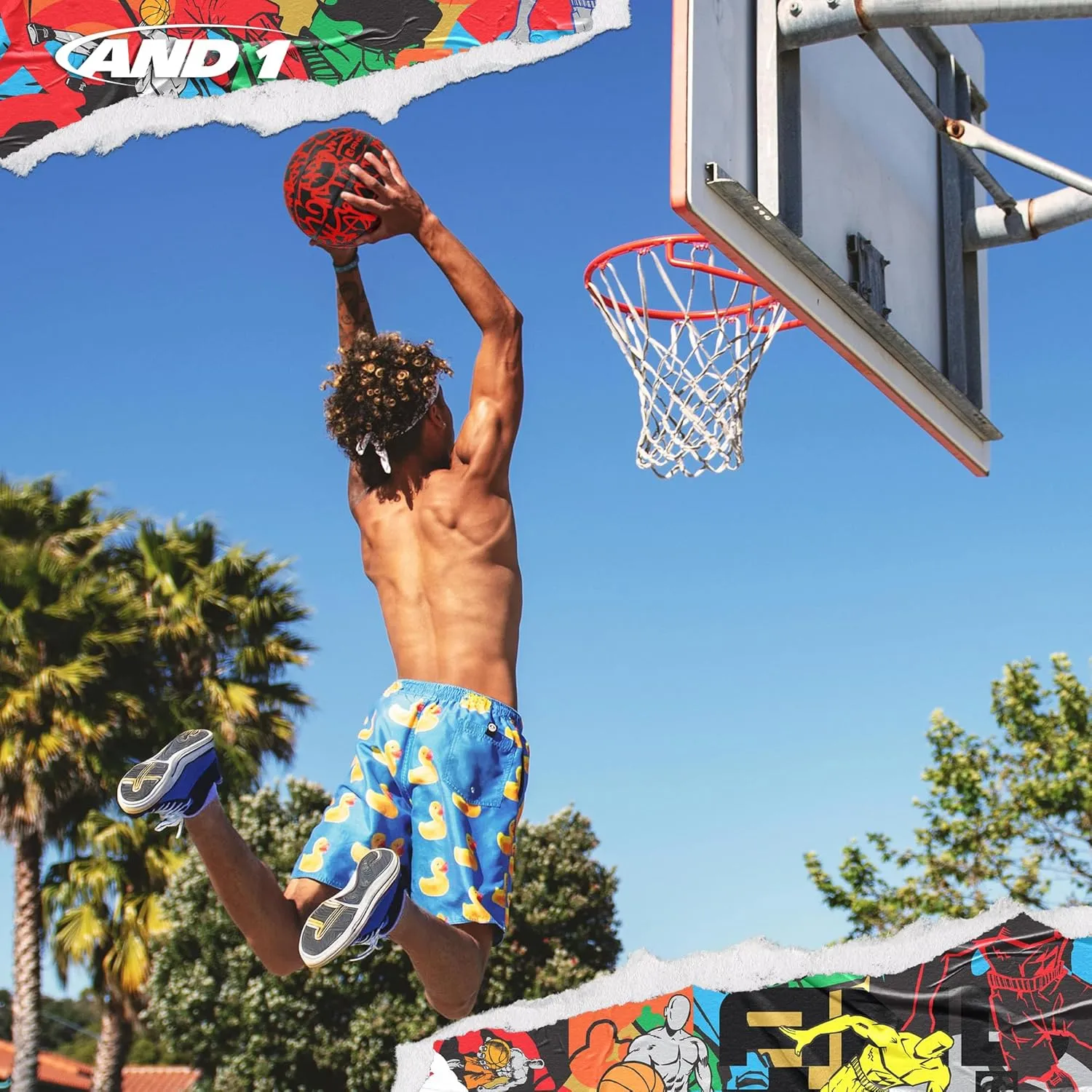 AND1 Fantom Graffiti Rubber Basketball - Streetball for Indoor and Outdoor Use, Deep Channel Construction and Durability