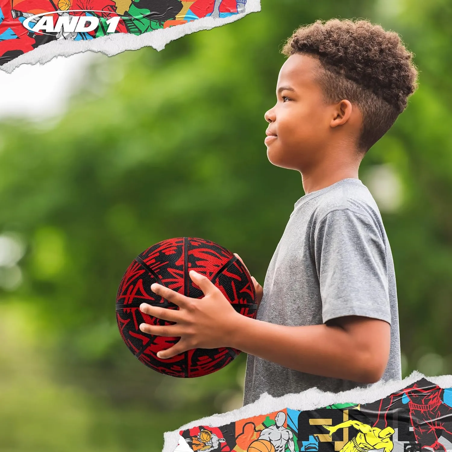 AND1 Fantom Graffiti Rubber Basketball - Streetball for Indoor and Outdoor Use, Deep Channel Construction and Durability