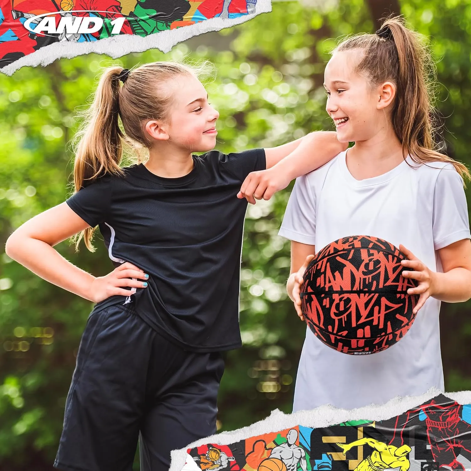AND1 Fantom Graffiti Rubber Basketball - Streetball for Indoor and Outdoor Use, Deep Channel Construction and Durability