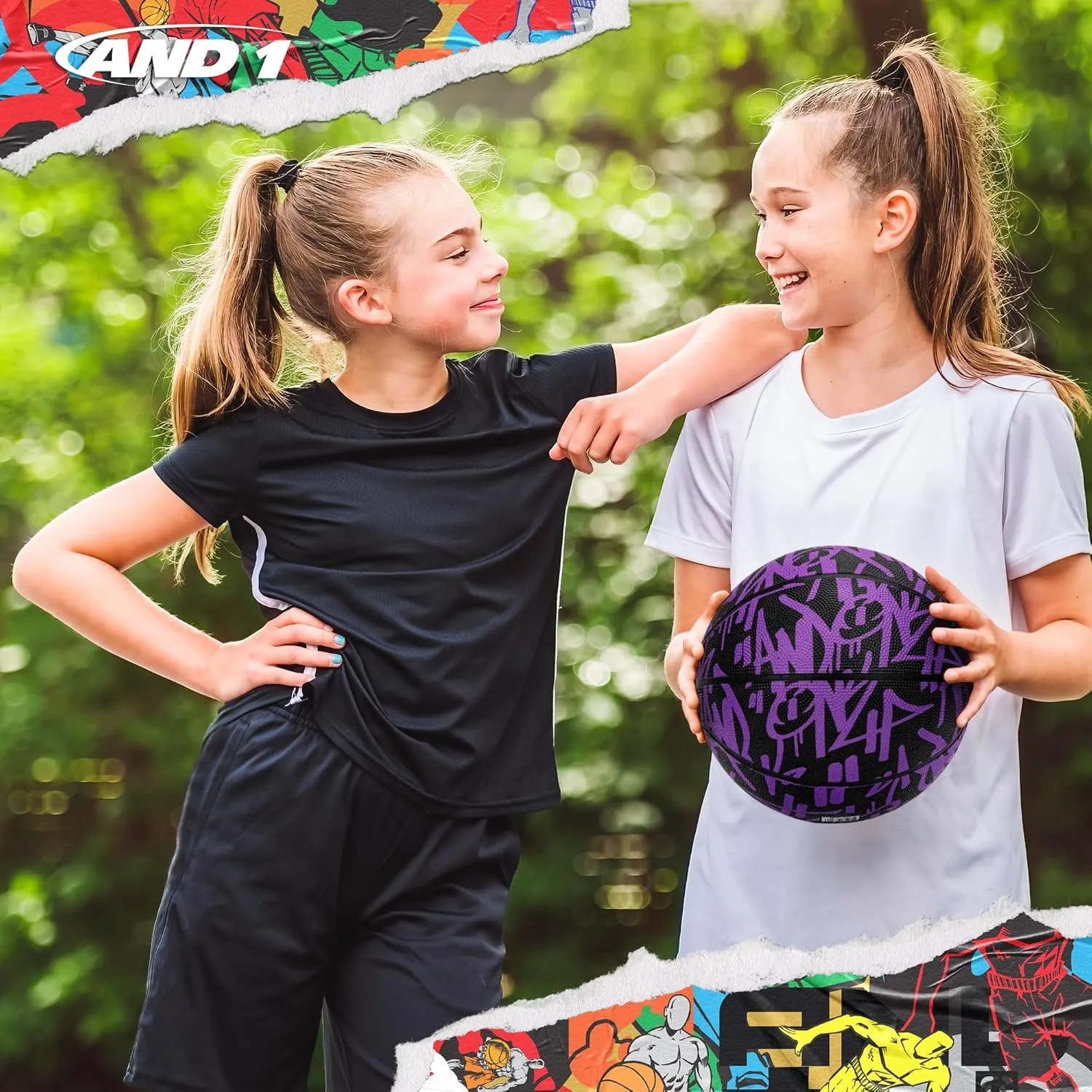 AND1 Fantom Graffiti Rubber Basketball - Streetball for Indoor and Outdoor Use, Deep Channel Construction and Durability