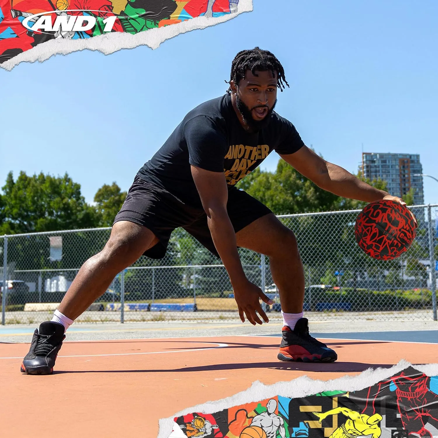 AND1 Fantom Graffiti Rubber Basketball - Streetball for Indoor and Outdoor Use, Deep Channel Construction and Durability