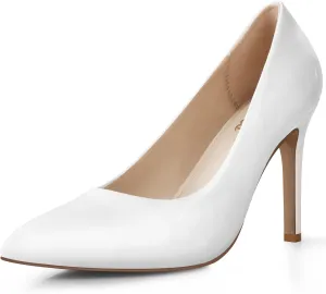 Ankis High Heel Women's Pumps, Black Sliver White Blue Heels Closed Toe, Pointed Toe 4in Stiletto Heel for Women, Comfy Memory Foam Pump Shoe, Party Wedding Work Classic Dressy Casual with Gel Insoles