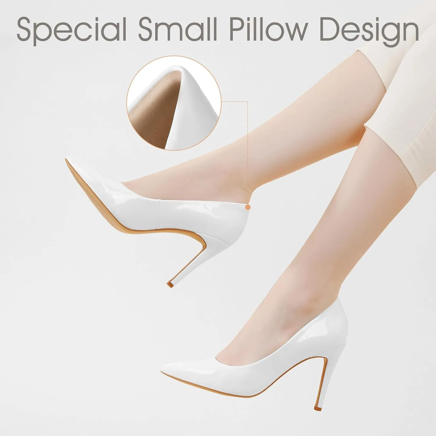 Ankis High Heel Women's Pumps, Black Sliver White Blue Heels Closed Toe, Pointed Toe 4in Stiletto Heel for Women, Comfy Memory Foam Pump Shoe, Party Wedding Work Classic Dressy Casual with Gel Insoles