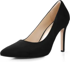 Ankis High Heel Women's Pumps, Black Sliver White Blue Heels Closed Toe, Pointed Toe 4in Stiletto Heel for Women, Comfy Memory Foam Pump Shoe, Party Wedding Work Classic Dressy Casual with Gel Insoles