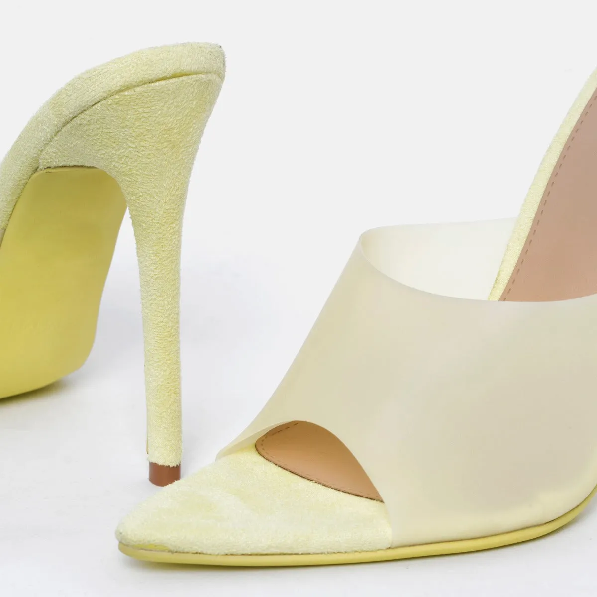 Ayla Lemon Frost Stiletto Mules