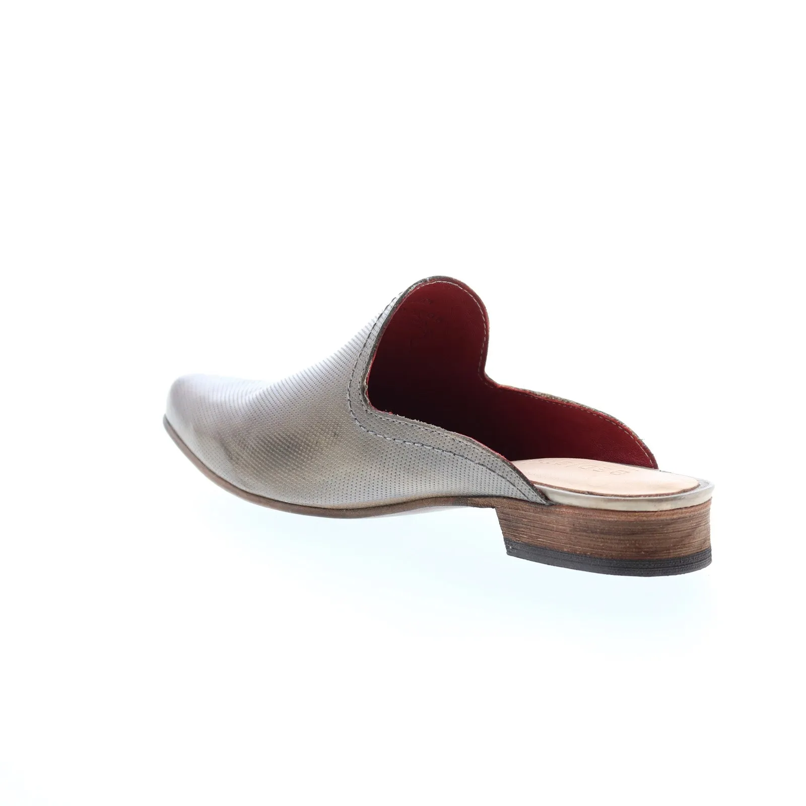 Bed Stu Brenda F392013 Womens Gray Leather Slip On Mule Flats Shoes