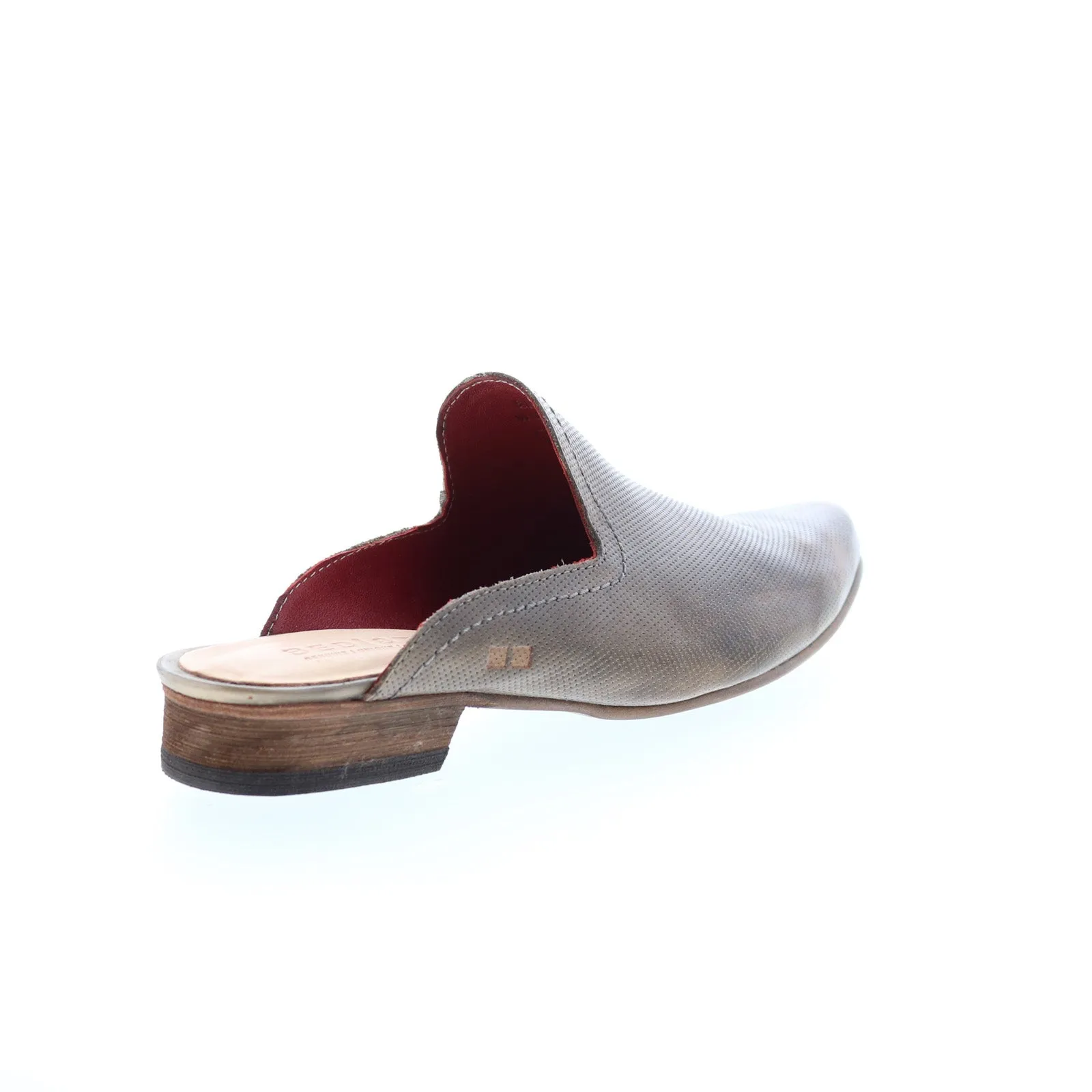 Bed Stu Brenda F392013 Womens Gray Leather Slip On Mule Flats Shoes