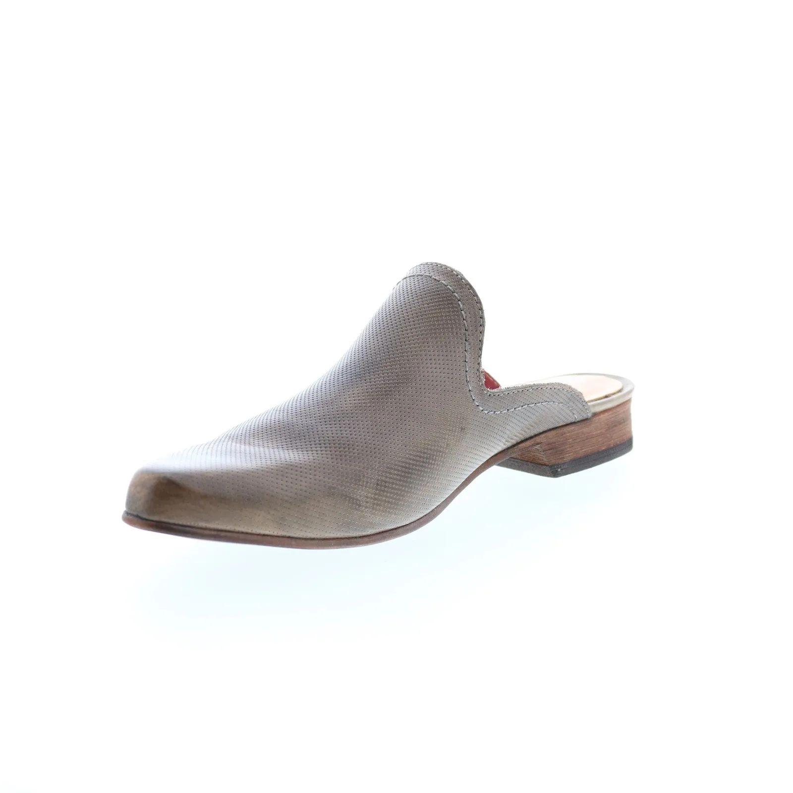 Bed Stu Brenda F392013 Womens Gray Leather Slip On Mule Flats Shoes