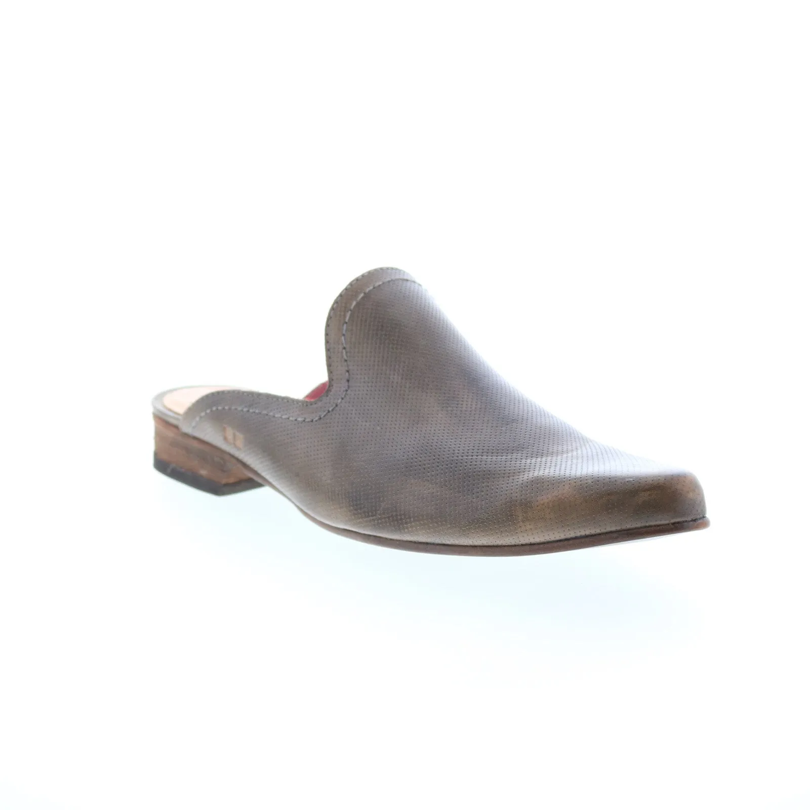 Bed Stu Brenda F392013 Womens Gray Leather Slip On Mule Flats Shoes