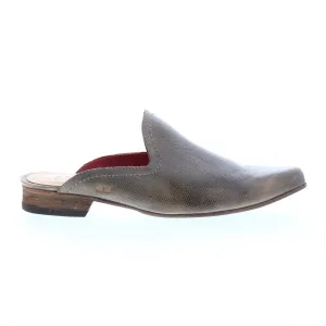 Bed Stu Brenda F392013 Womens Gray Leather Slip On Mule Flats Shoes