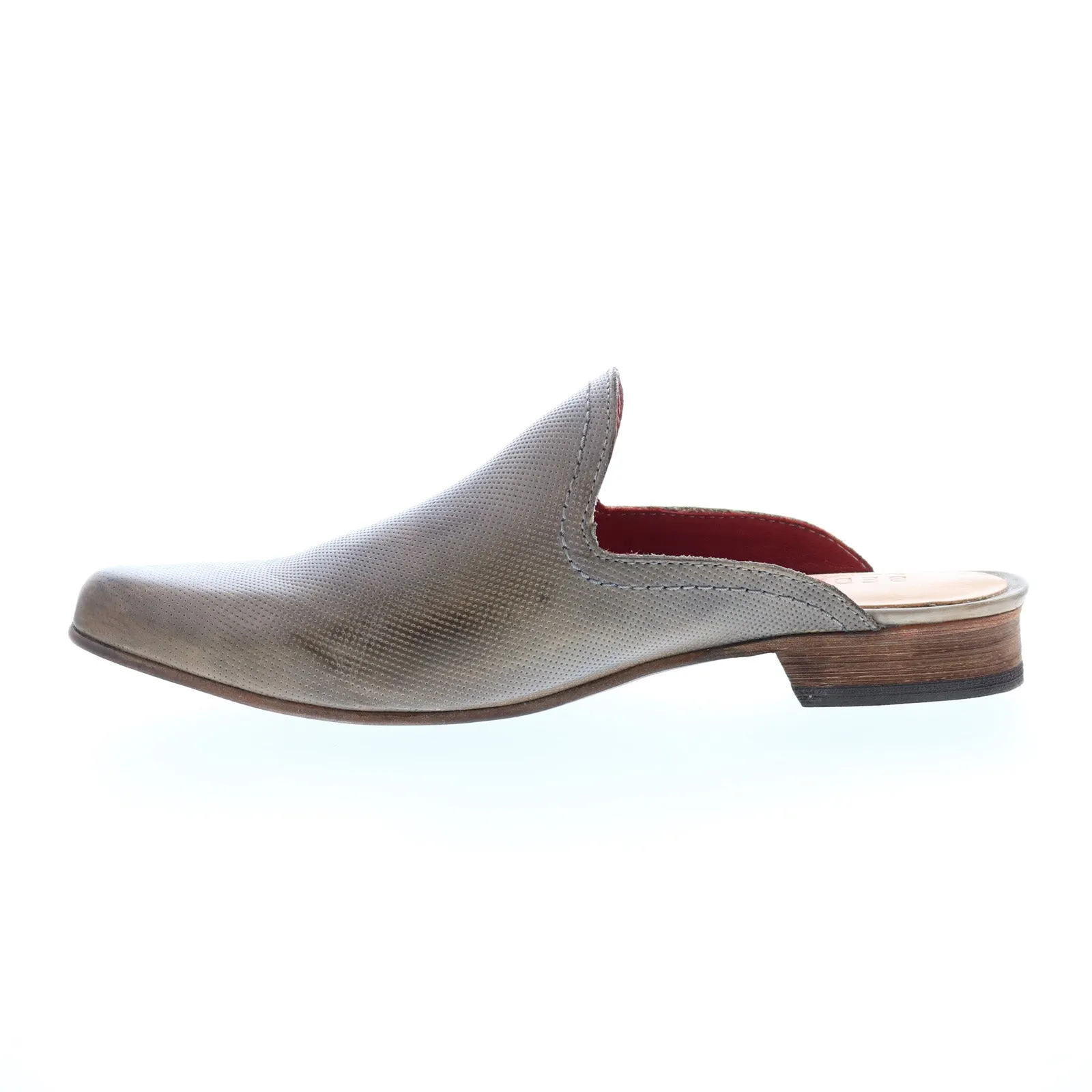 Bed Stu Brenda F392013 Womens Gray Leather Slip On Mule Flats Shoes