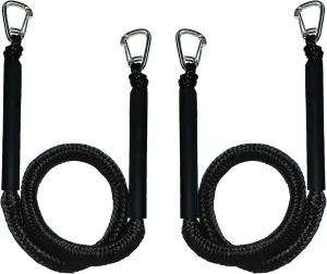 Black Bungee Dock Lines 2-Pack with Double Hooks & Floating Tubes – Heavy Duty Boat Ropes for Jet Ski, Pontoon, Kayak – 4ft to 6ft, 316 Stainless Steel, Shock Absorbing