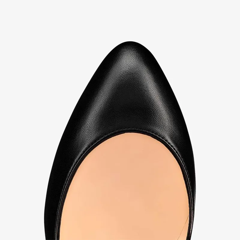 Black Calf Leather Pump ， Wavy Topline