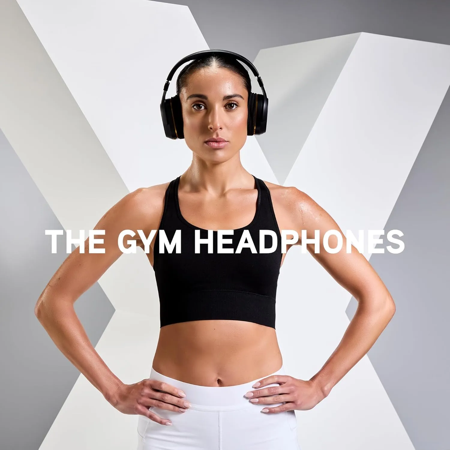 BlueAnt Pump X - The Gym Headphones | Sports Headphones | Cushioned & Cooling Ear Pads | (ANC) Active Noise Cancelling/Advanced Transparency | Wireless | Up to 58hr Play Time (Black | Gold)