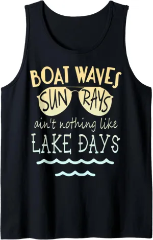 Boat waves sun rays lake days Tank Top