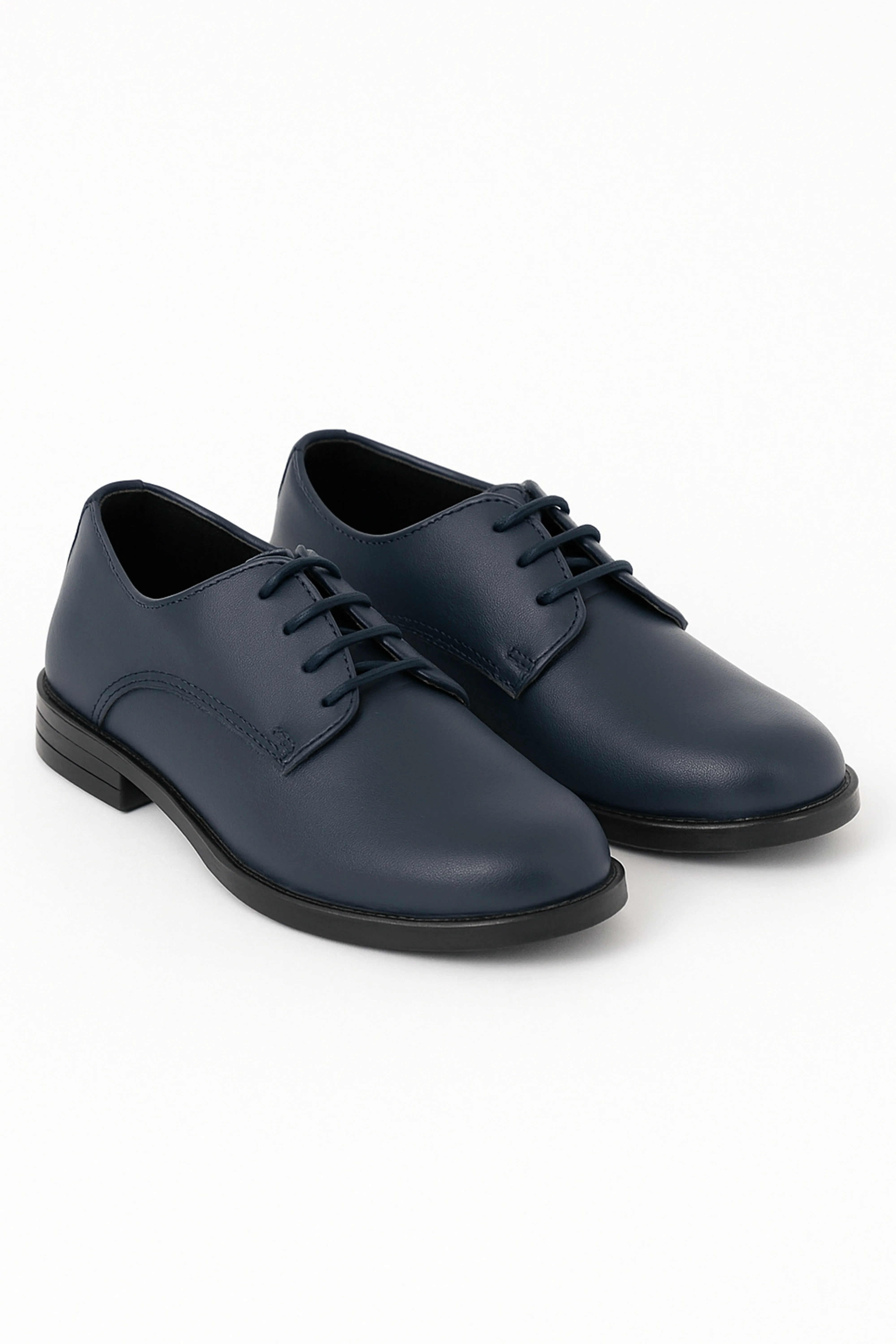 Boys Derby Mat Lace Up Formal Navy Blue Shoes - Atlanta - Navy Blue
