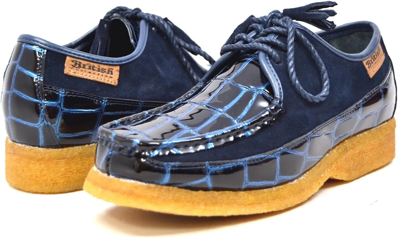 British Collection - Crown Croc Suede and Croc Lace Up Men Shoes
