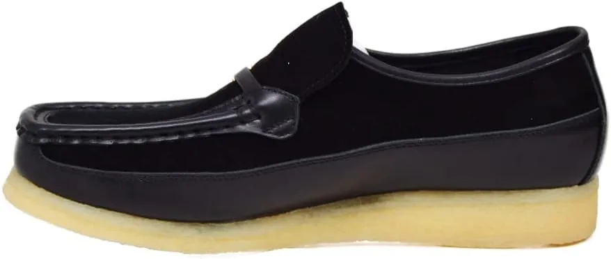 British Collection Power Plus Men Suede Comfortable Slip-on Shoes with Stunning Gold B Ornament
