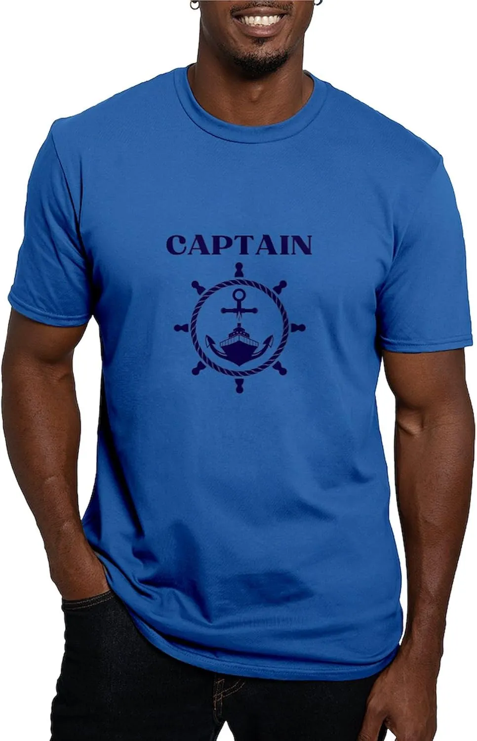 CafePress Nautical Anchor Yachting Sailing Boat Captain T Shirt Men's Fitted Graphic T-Shirt