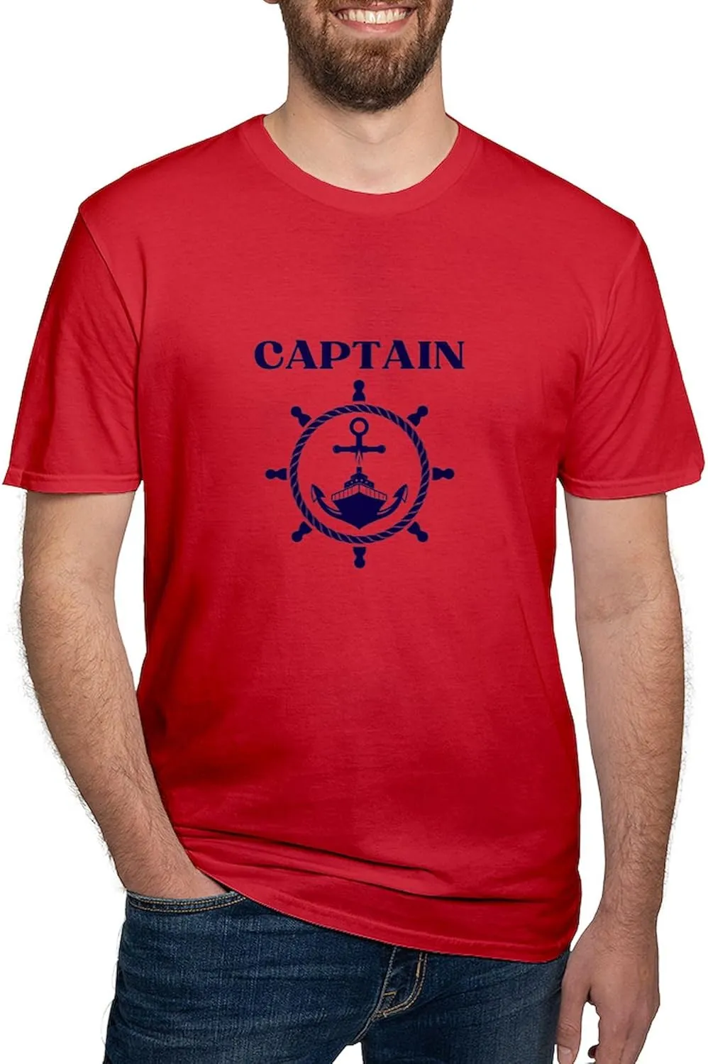 CafePress Nautical Anchor Yachting Sailing Boat Captain T Shirt Men's Fitted Graphic T-Shirt