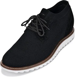 CALTO Men's Invisible Height Increasing Elevator Shoes - Noir Black Lightweight Lace-up Casual Derby - 3.2 Inches Taller - J1502 - Size 10.5 D(M) US