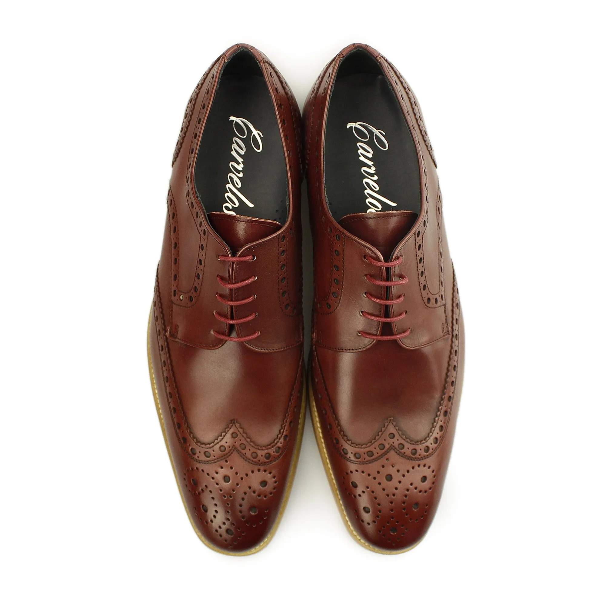 Carvelos SEVILLE Mens Leather Derby Brogues Bordo