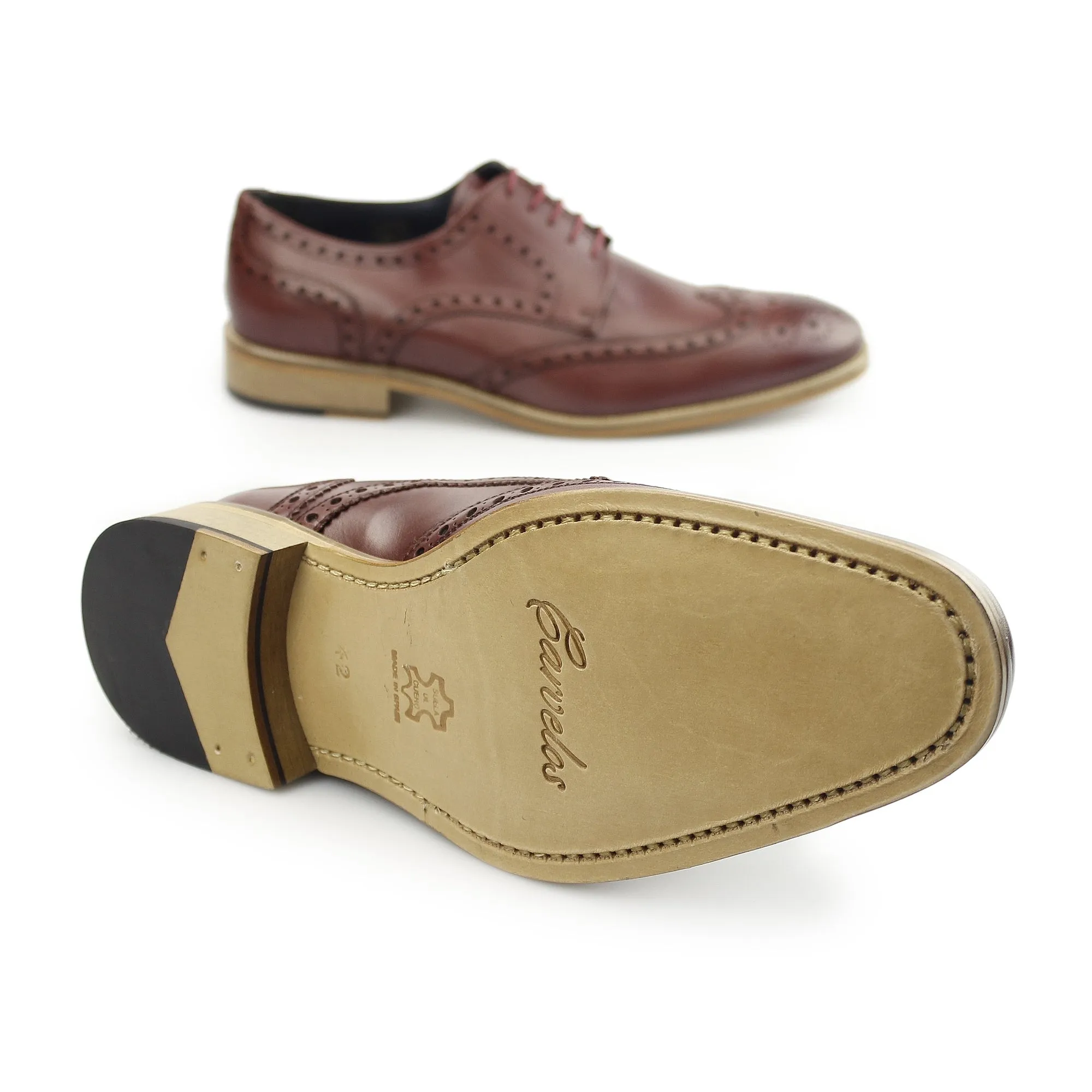 Carvelos SEVILLE Mens Leather Derby Brogues Bordo