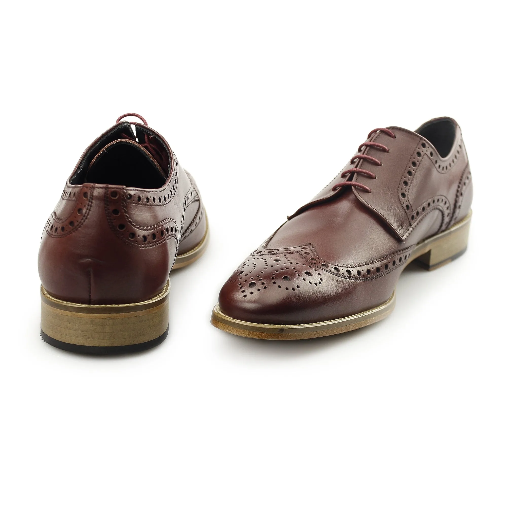 Carvelos SEVILLE Mens Leather Derby Brogues Bordo