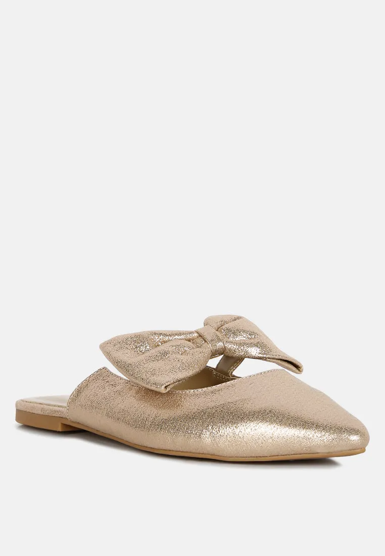 Casual Flats Mules With Bow Accents