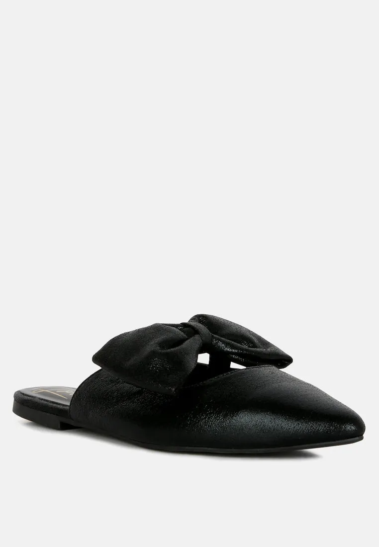 Casual Flats Mules With Bow Accents