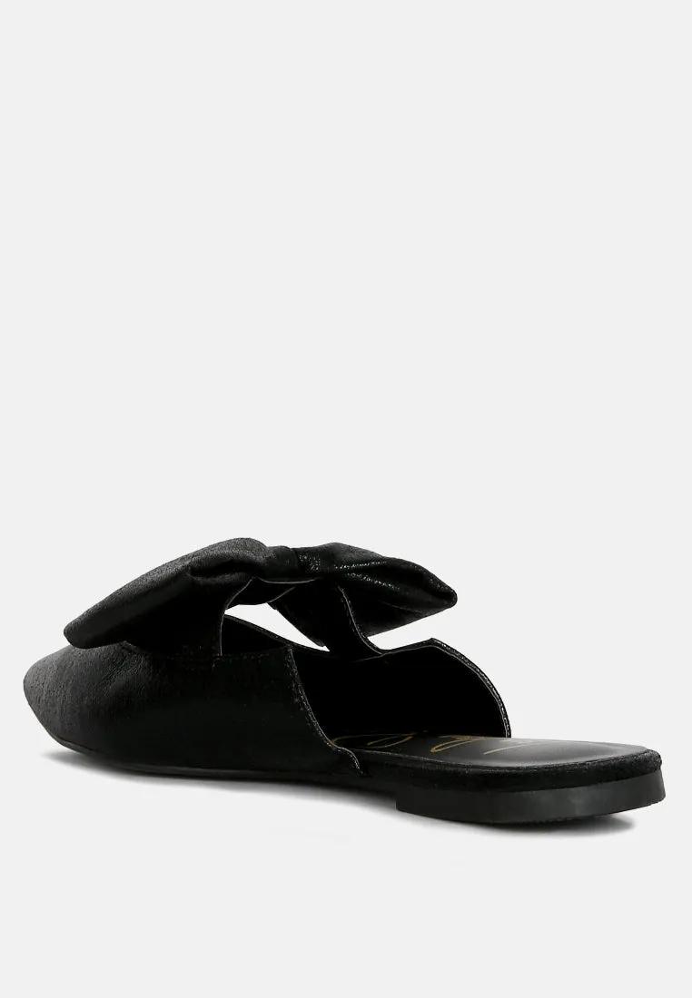 Casual Flats Mules With Bow Accents