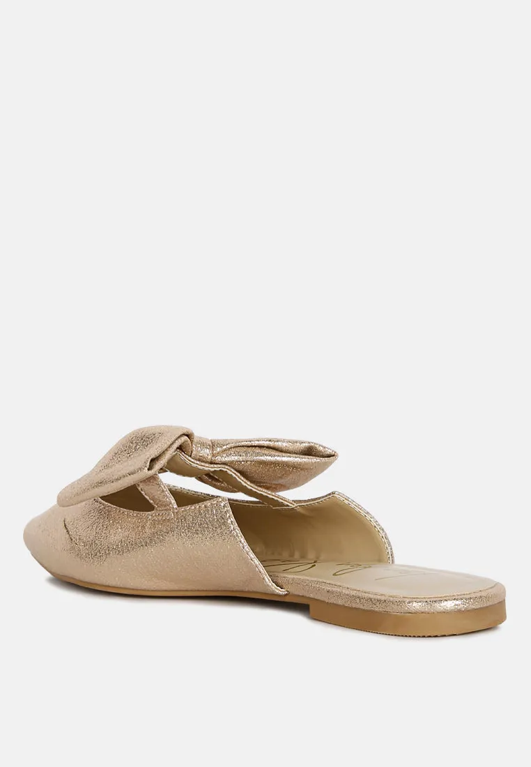 Casual Flats Mules With Bow Accents