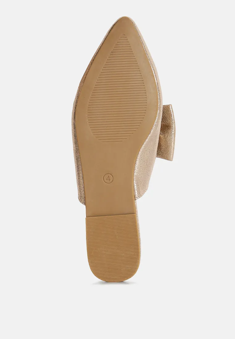 Casual Flats Mules With Bow Accents