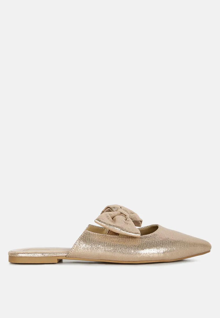 Casual Flats Mules With Bow Accents