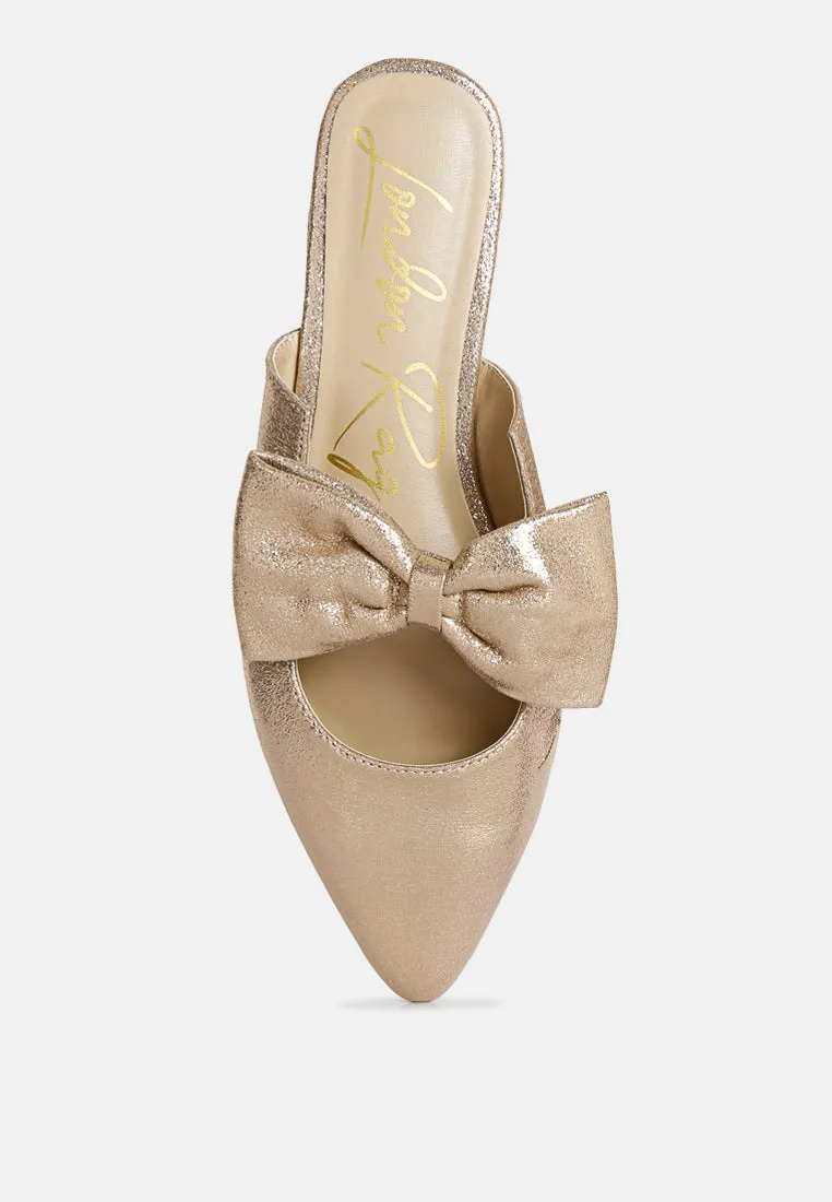 Casual Flats Mules With Bow Accents