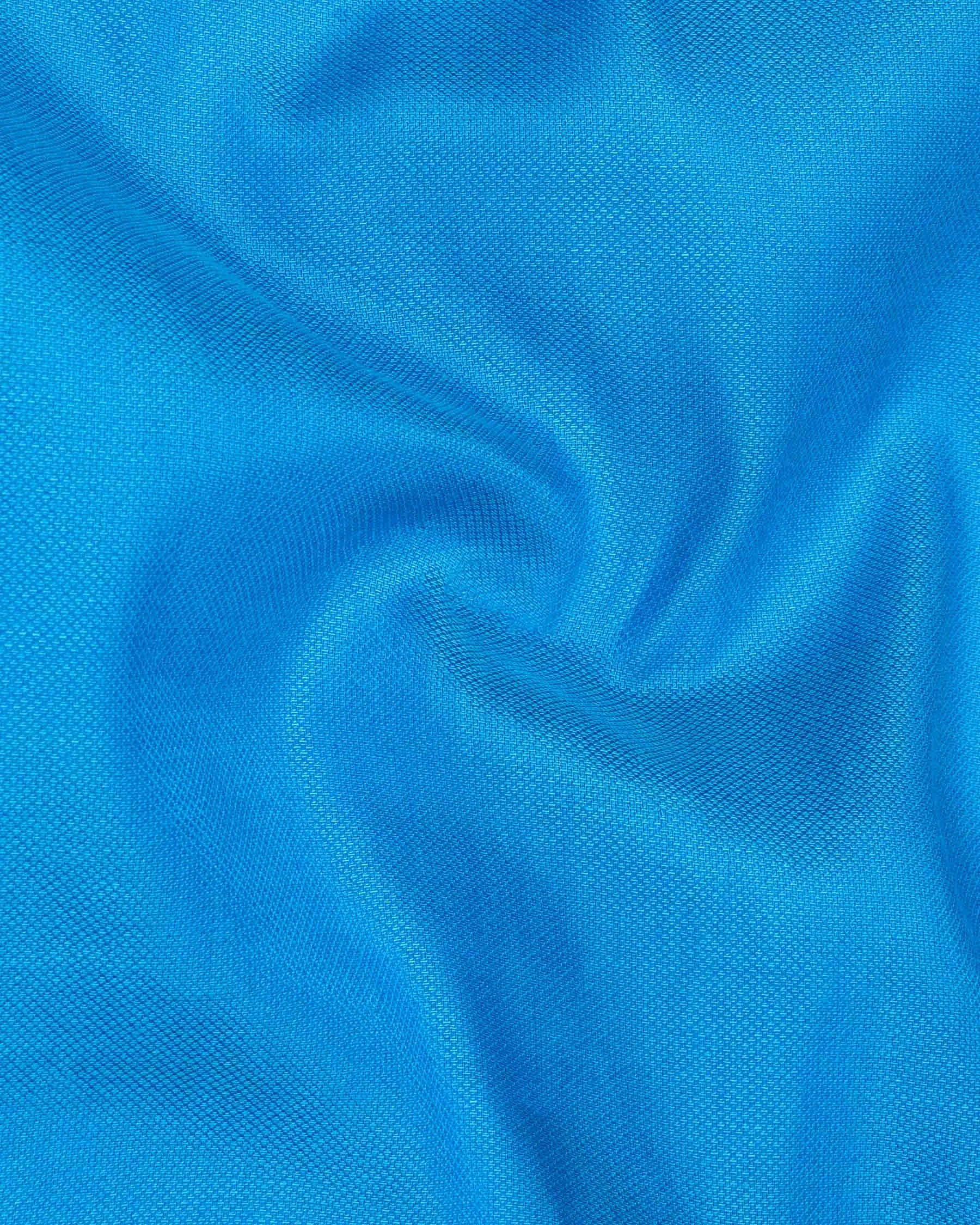 Cerulean Blue Dobby Textured Premium Giza Cotton Shirt
