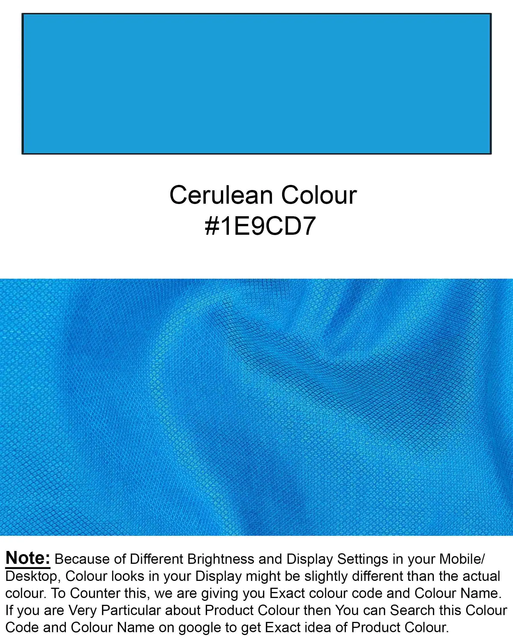 Cerulean Blue Dobby Textured Premium Giza Cotton Shirt