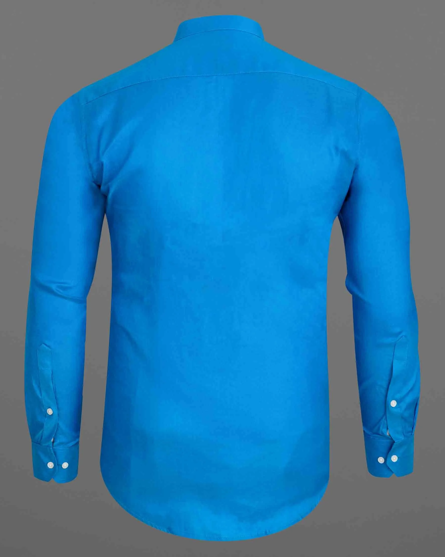 Cerulean Blue Dobby Textured Premium Giza Cotton Shirt
