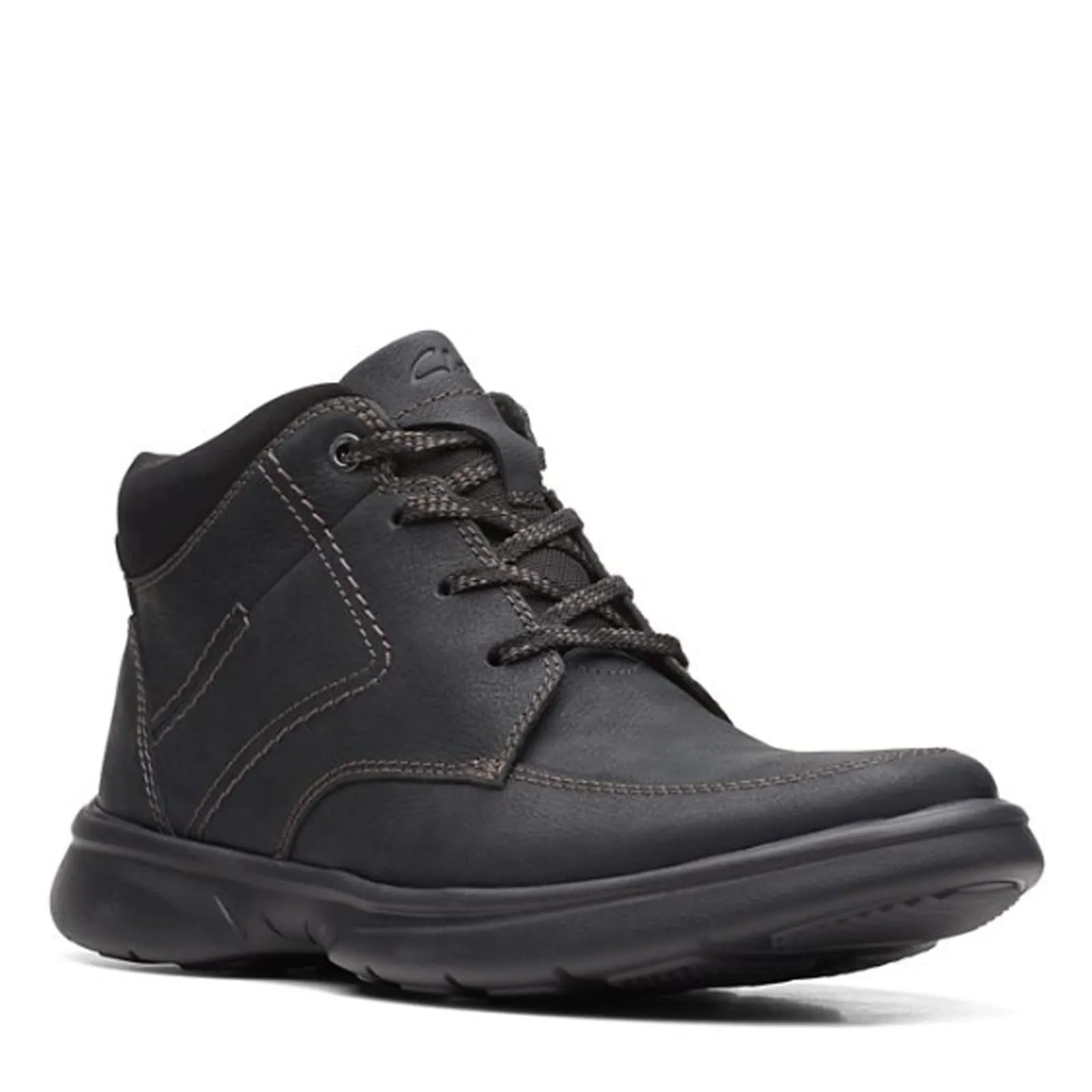 Clarks Men's Bradley Mid Oxford Boot, Black Tumbled Leather, 8.5
